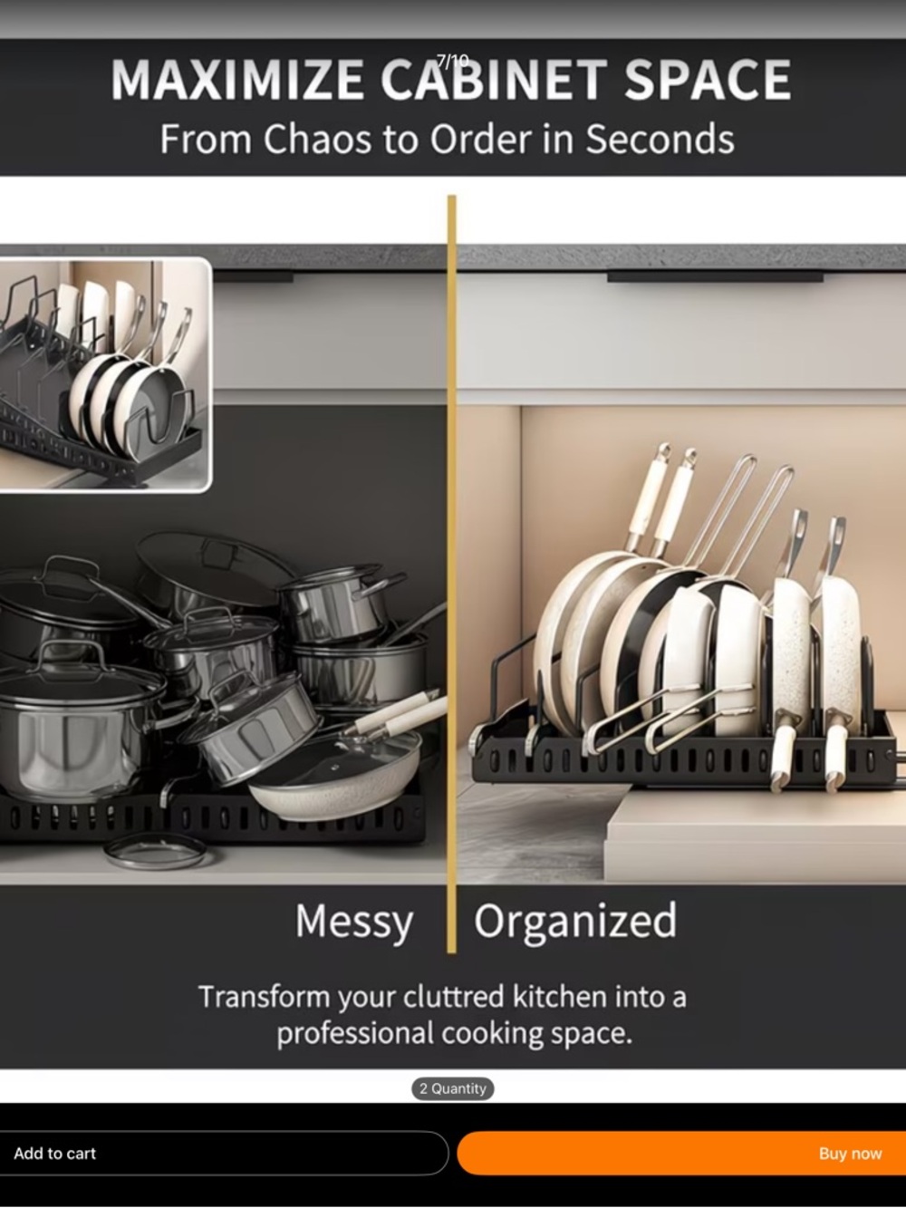 Pan Cookware Rack Organizer with Assorted Pans - Black - Picture 9 of 10